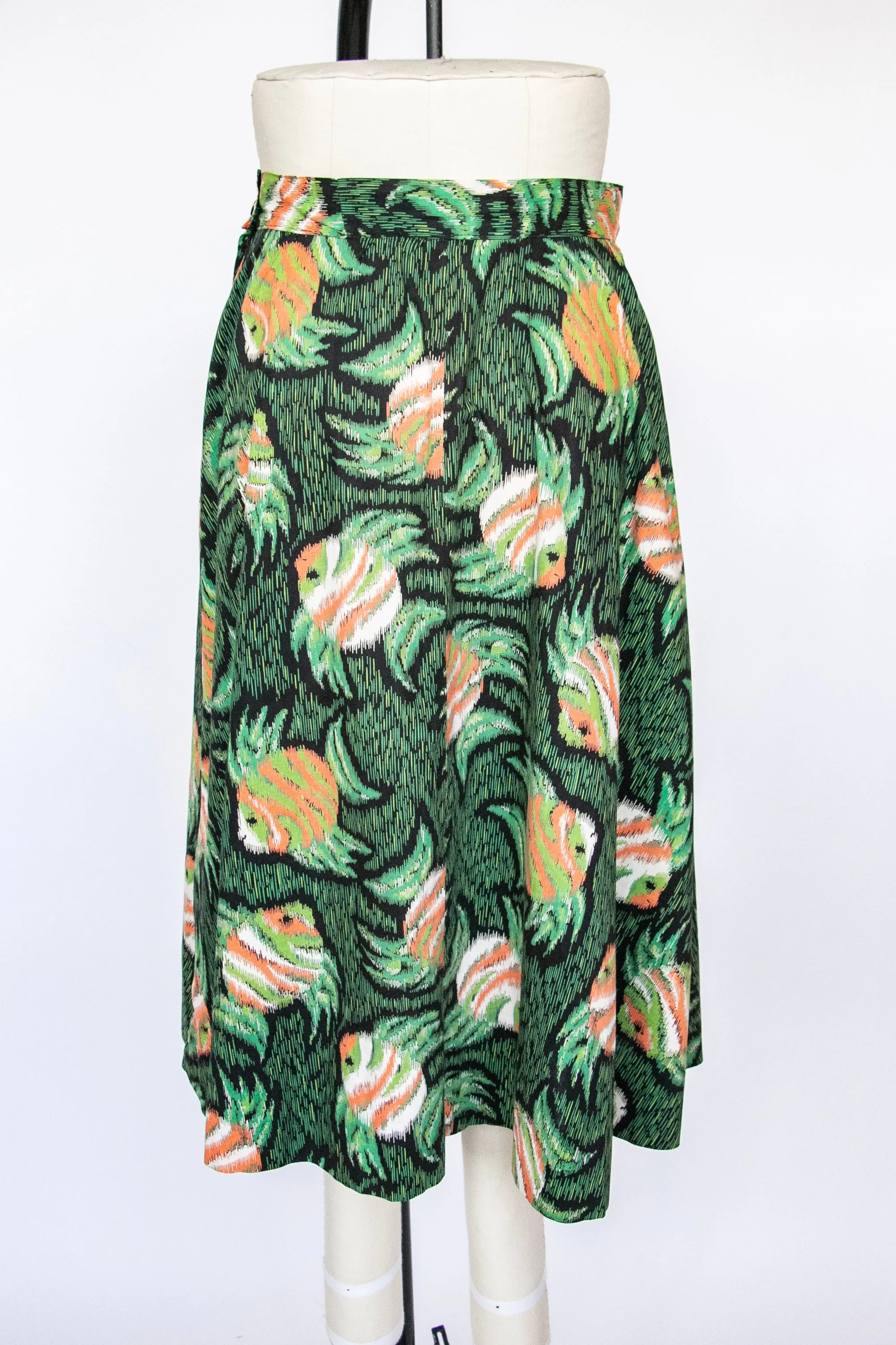 1950s Full Skirt Cotton Novelty Print M