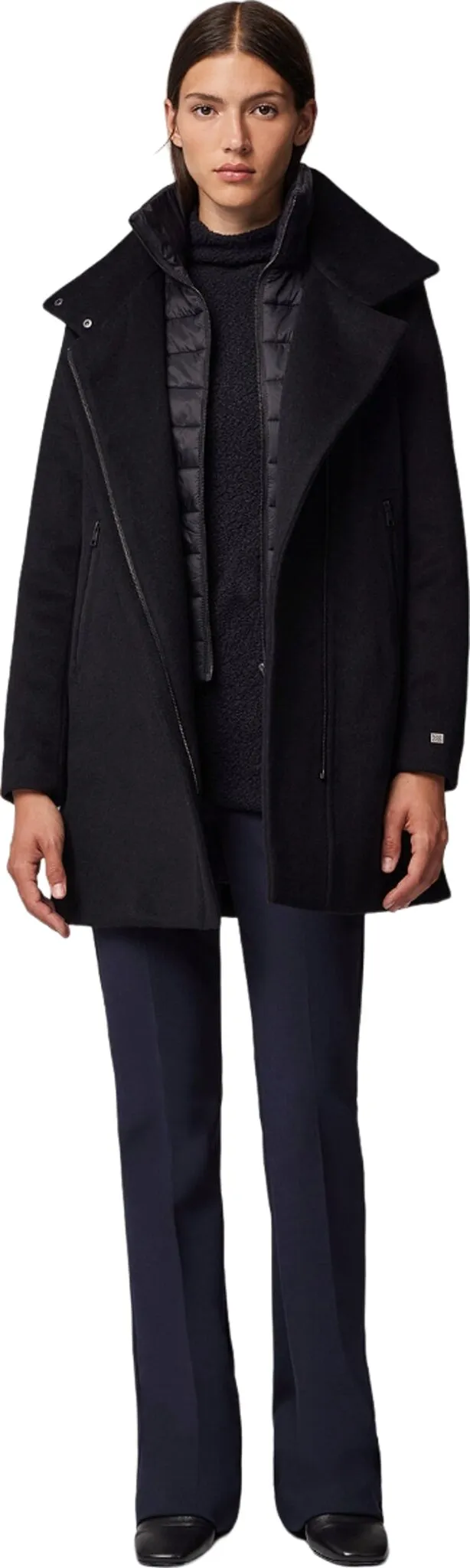 Abbi Straight-Fit Novelty Wool Coat with Puffer Collar - Women's|-|Manteau en laine texturé à coupe droite avec col bouffant Abbi - Femme