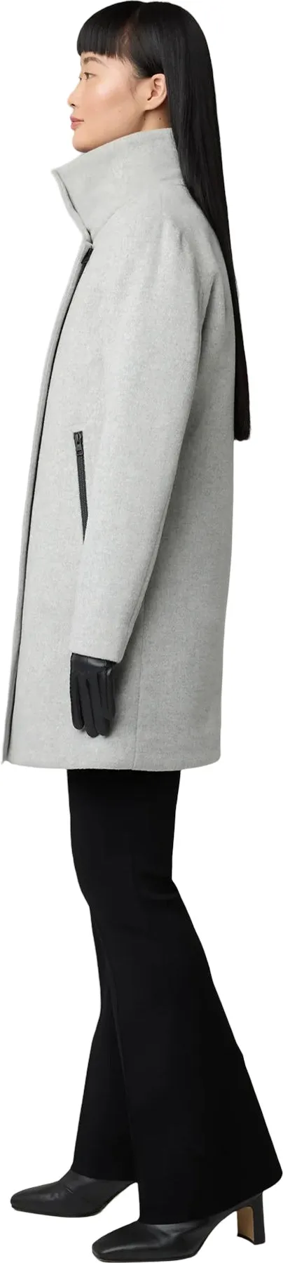 Abbi Straight-Fit Novelty Wool Coat with Puffer Collar - Women's|-|Manteau en laine texturé à coupe droite avec col bouffant Abbi - Femme