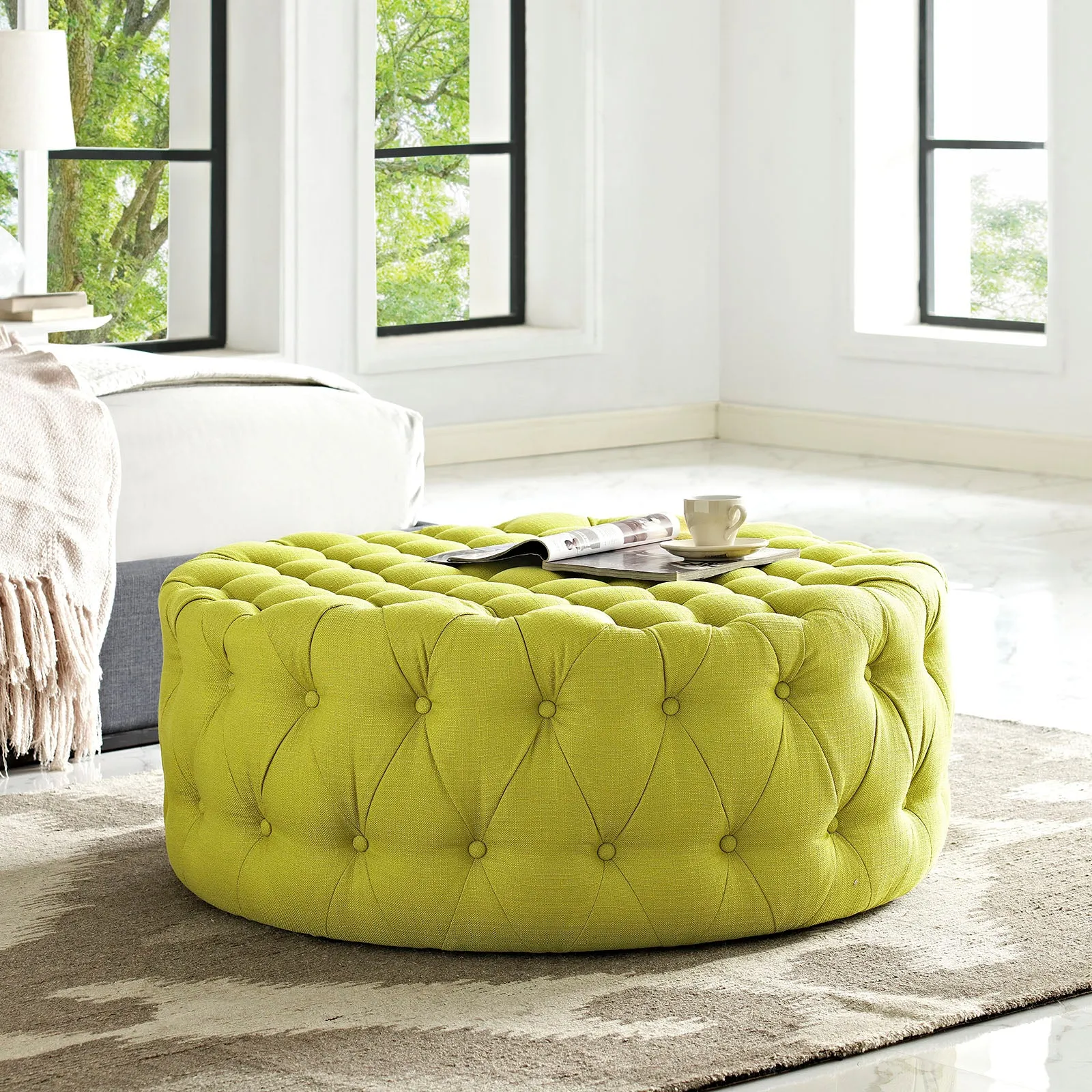 Amour Upholstered Fabric Ottoman by Modway