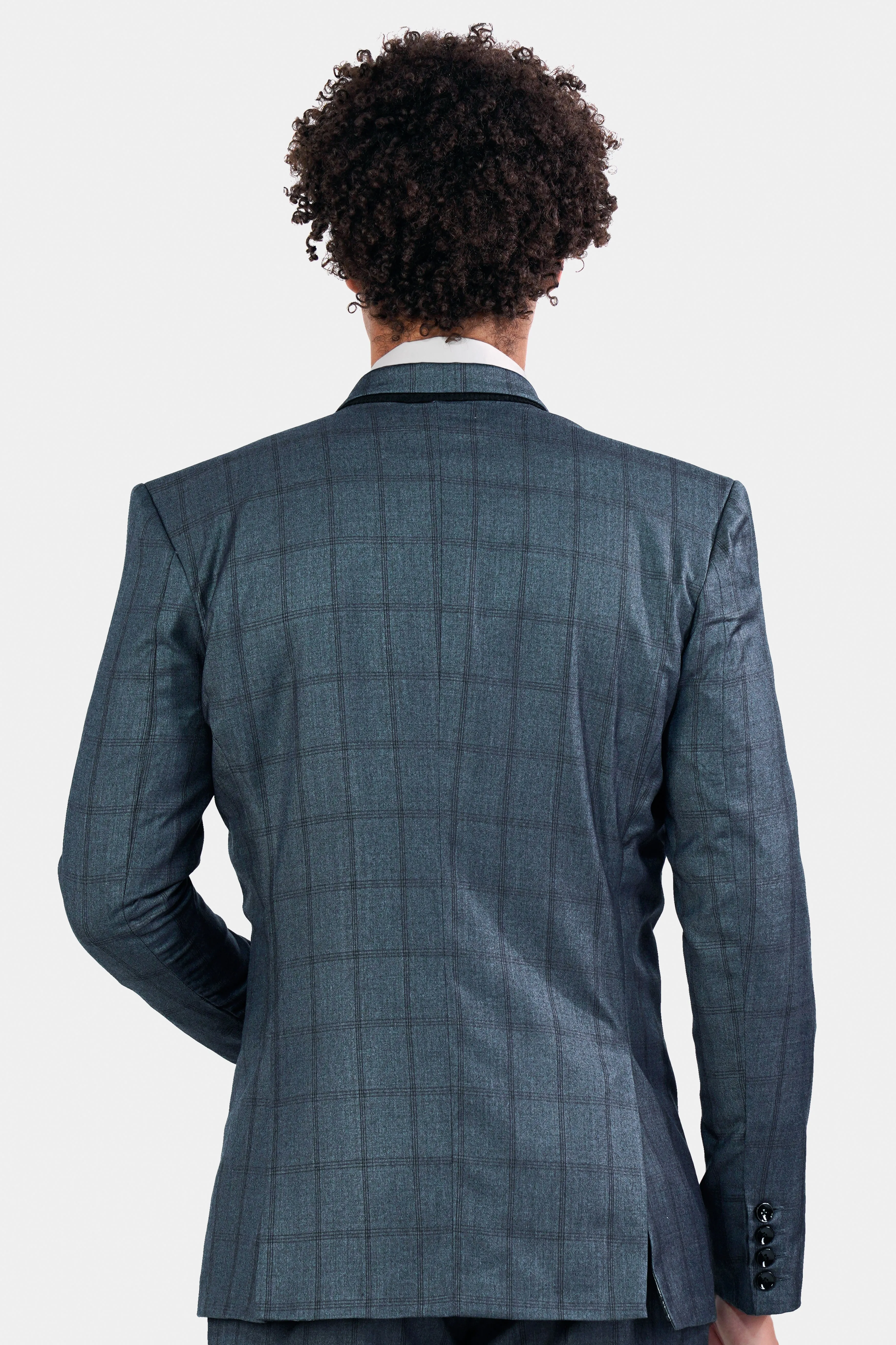 Bayoux Gray Plaid Wool Rich Blazer