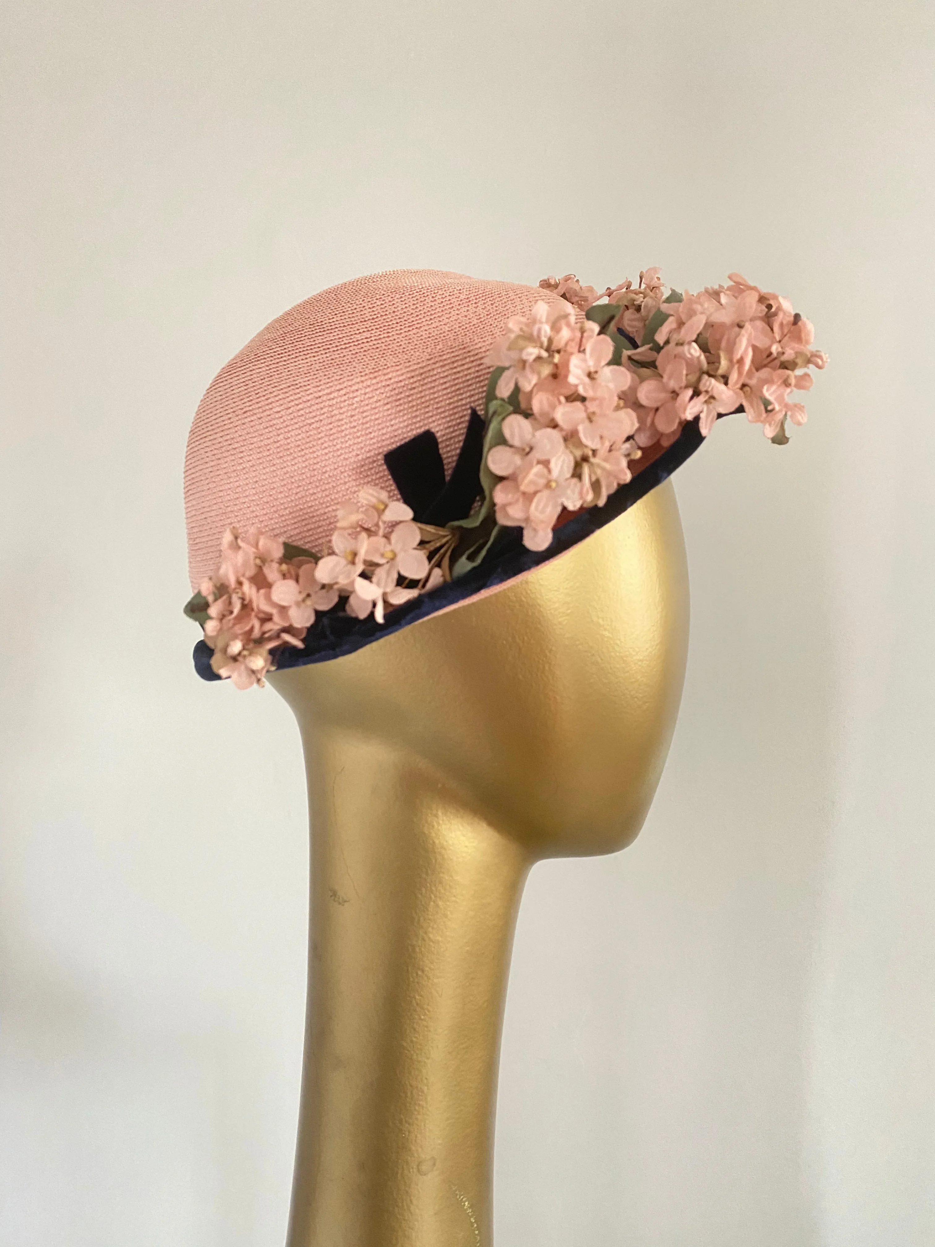 Beautiful 1940's Rayon Floral Print Day Dress With Matching Hat / ML