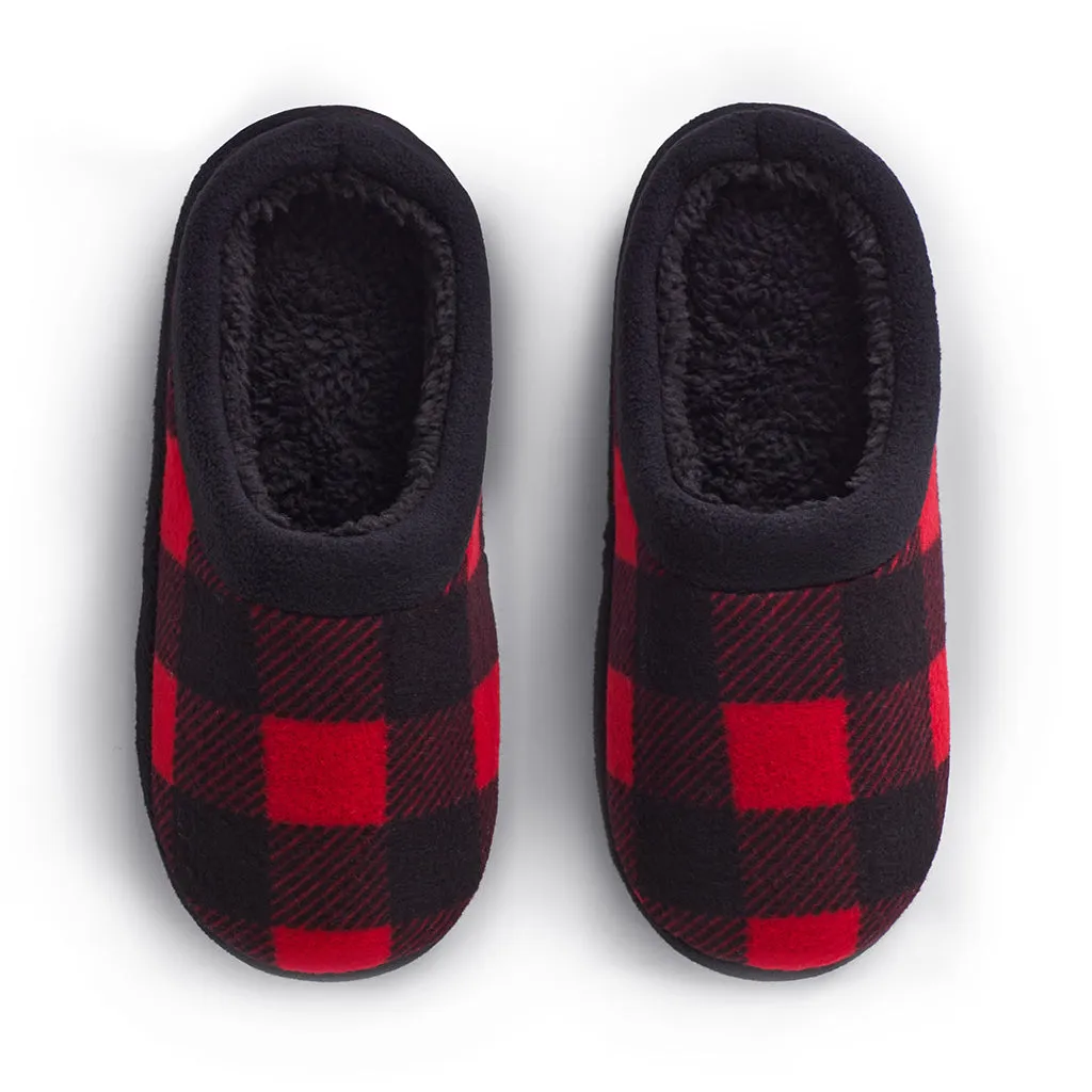 Boys Buffalo Check Fleece Clog Slipper