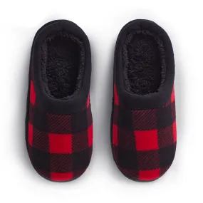 Boys Buffalo Check Fleece Clog Slipper