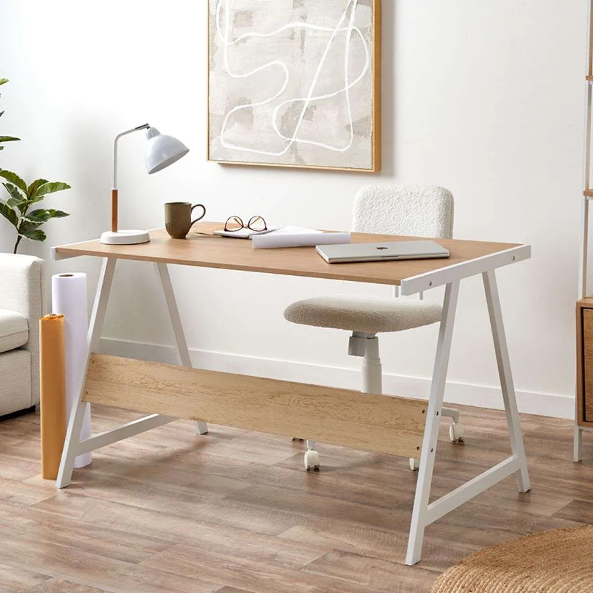 Brixton Trestle Desk - White