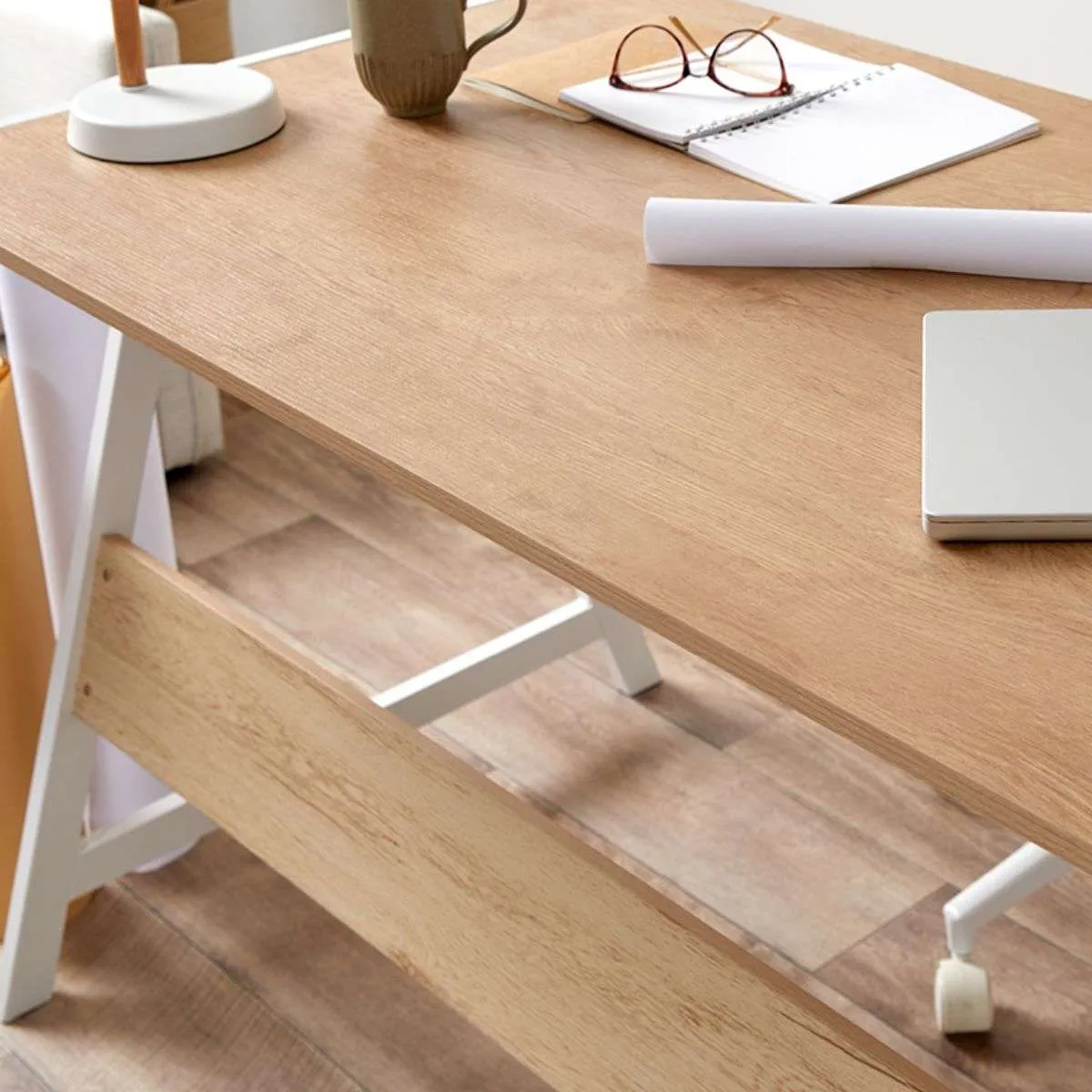 Brixton Trestle Desk - White