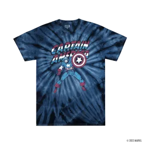 Captain America Classic Comic Navy Tie-Dye Tee