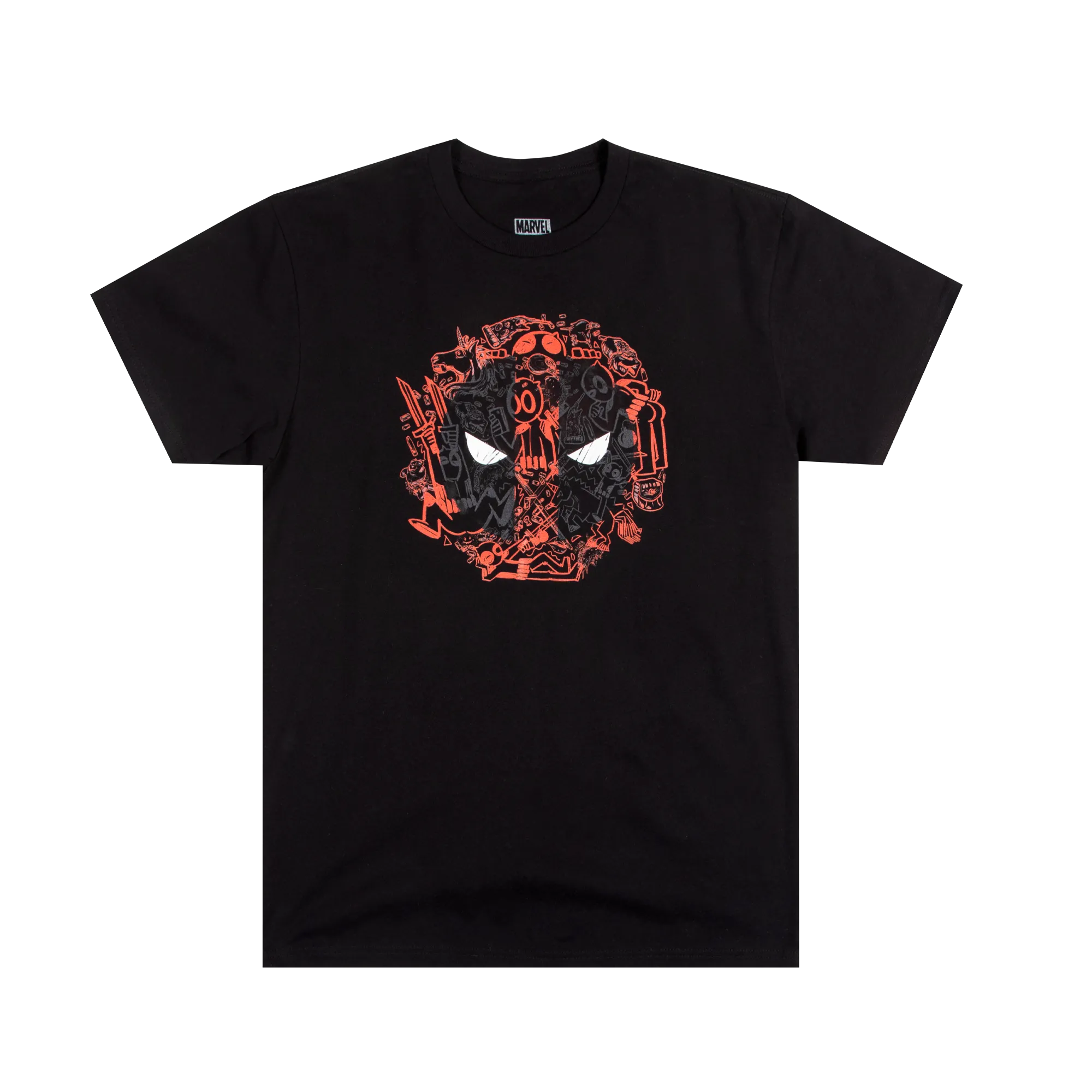 Deadpool Sketch Collage Logo Black Tee