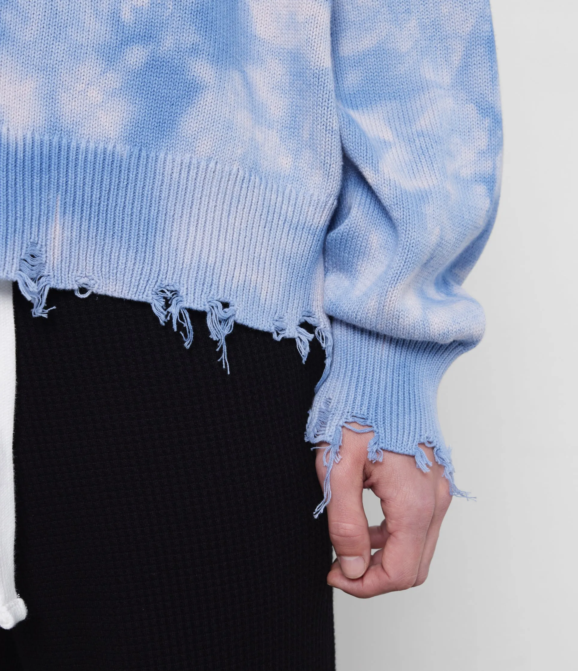 DISTRESSED COTTON KNIT SWEATER