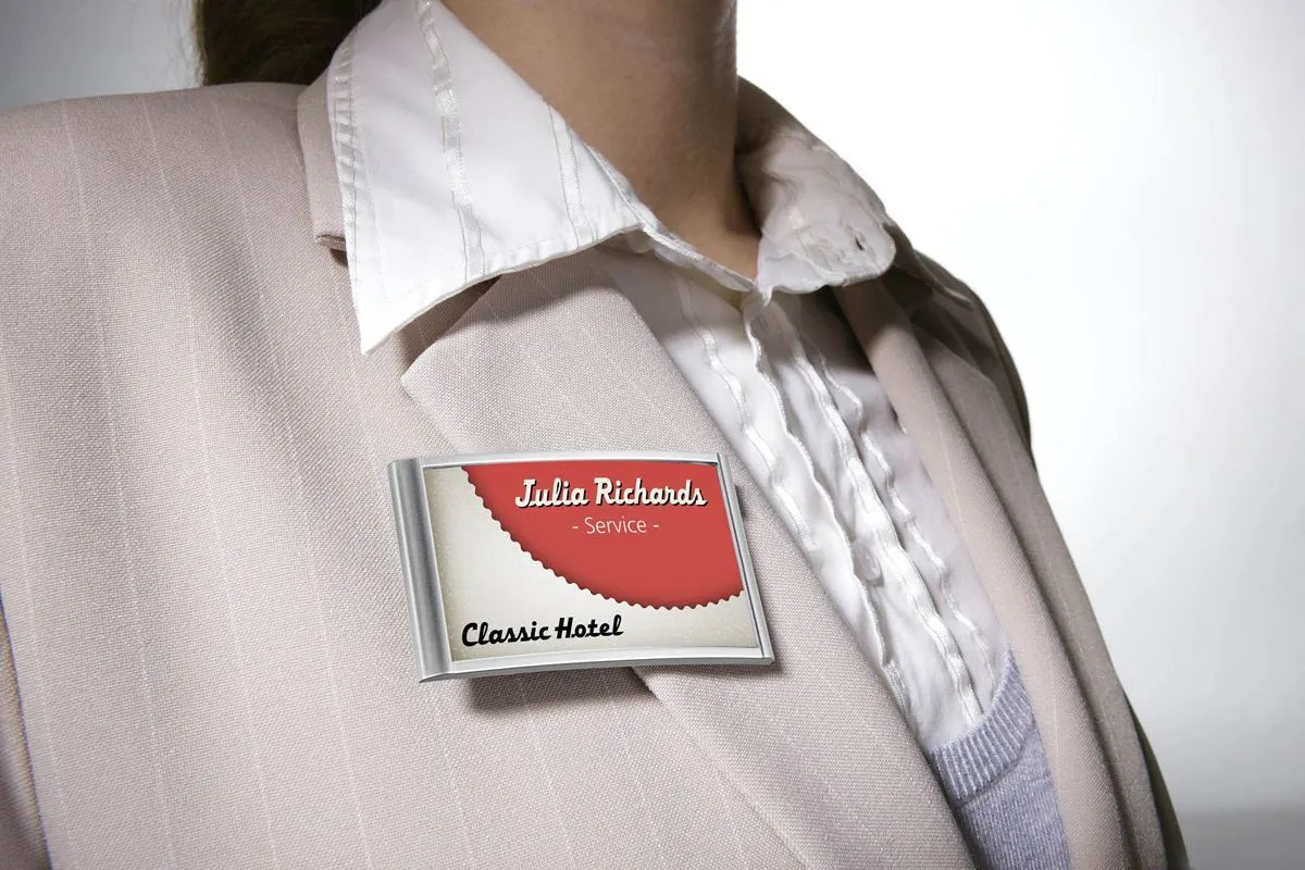 Durable Classic Clip & Pin Name Tag Badge Holder   Inserts | 10 Pack | 34 x 74mm