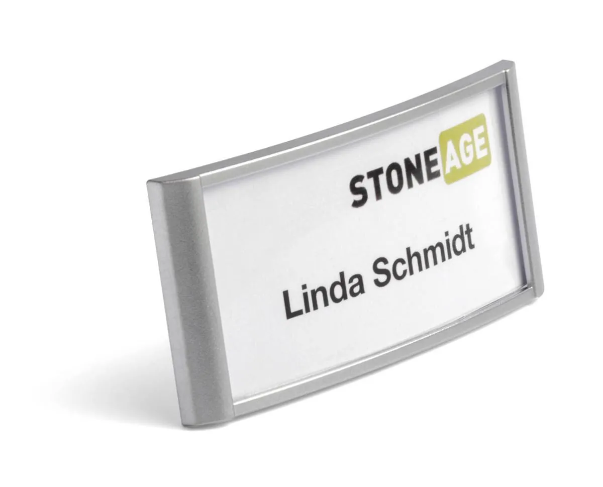 Durable Classic Clip & Pin Name Tag Badge Holder   Inserts | 10 Pack | 34 x 74mm