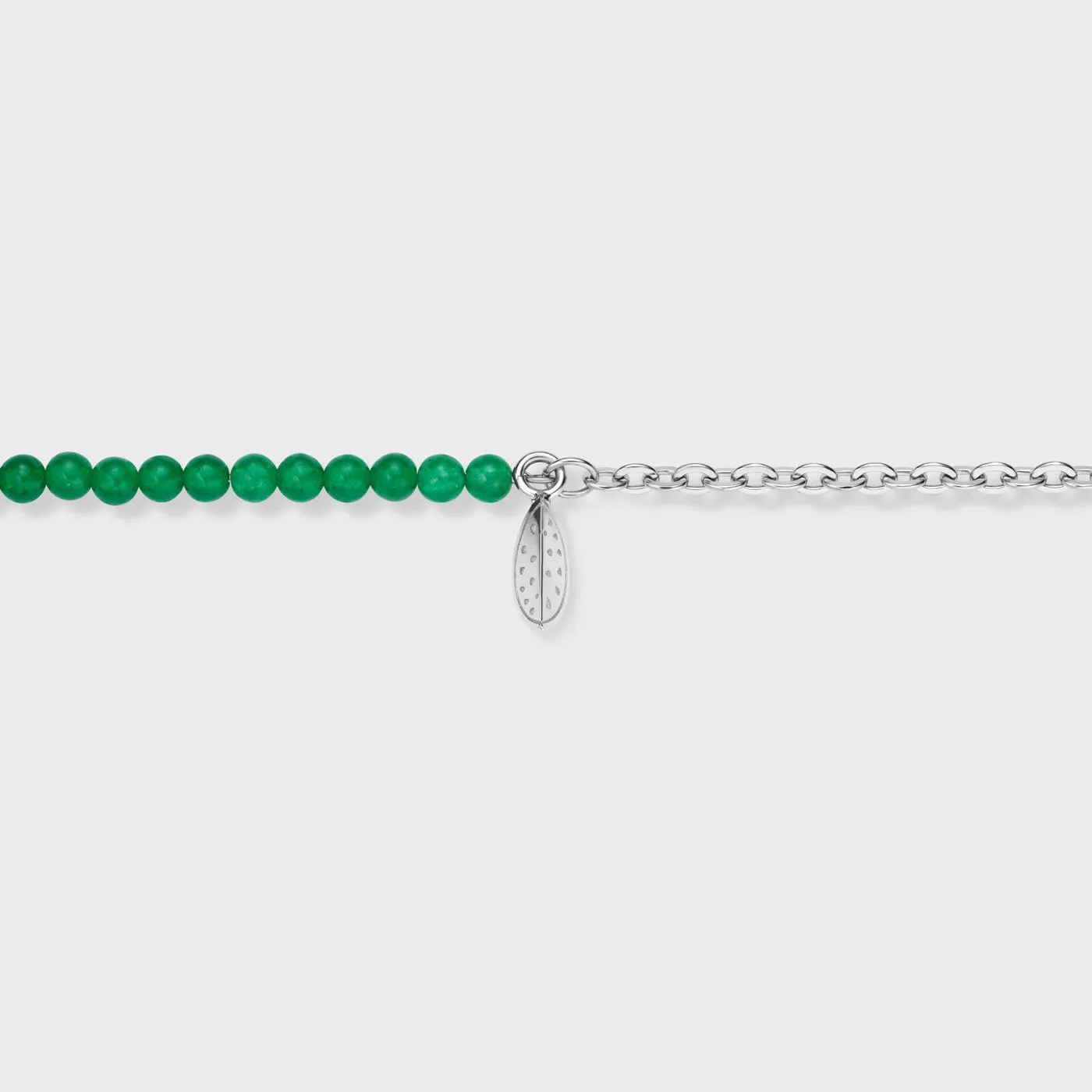 Essentielle Green Beads Watermelon Charm Necklace, Silver Colour