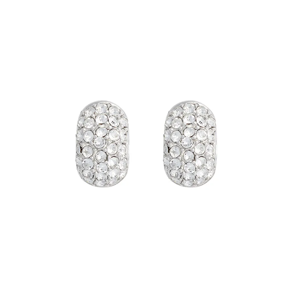 Goldtone/Silvertone Pave Small Reversible Hugs® Clip Earrings