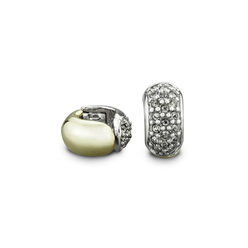 Goldtone/Silvertone Pave Small Reversible Hugs® Clip Earrings
