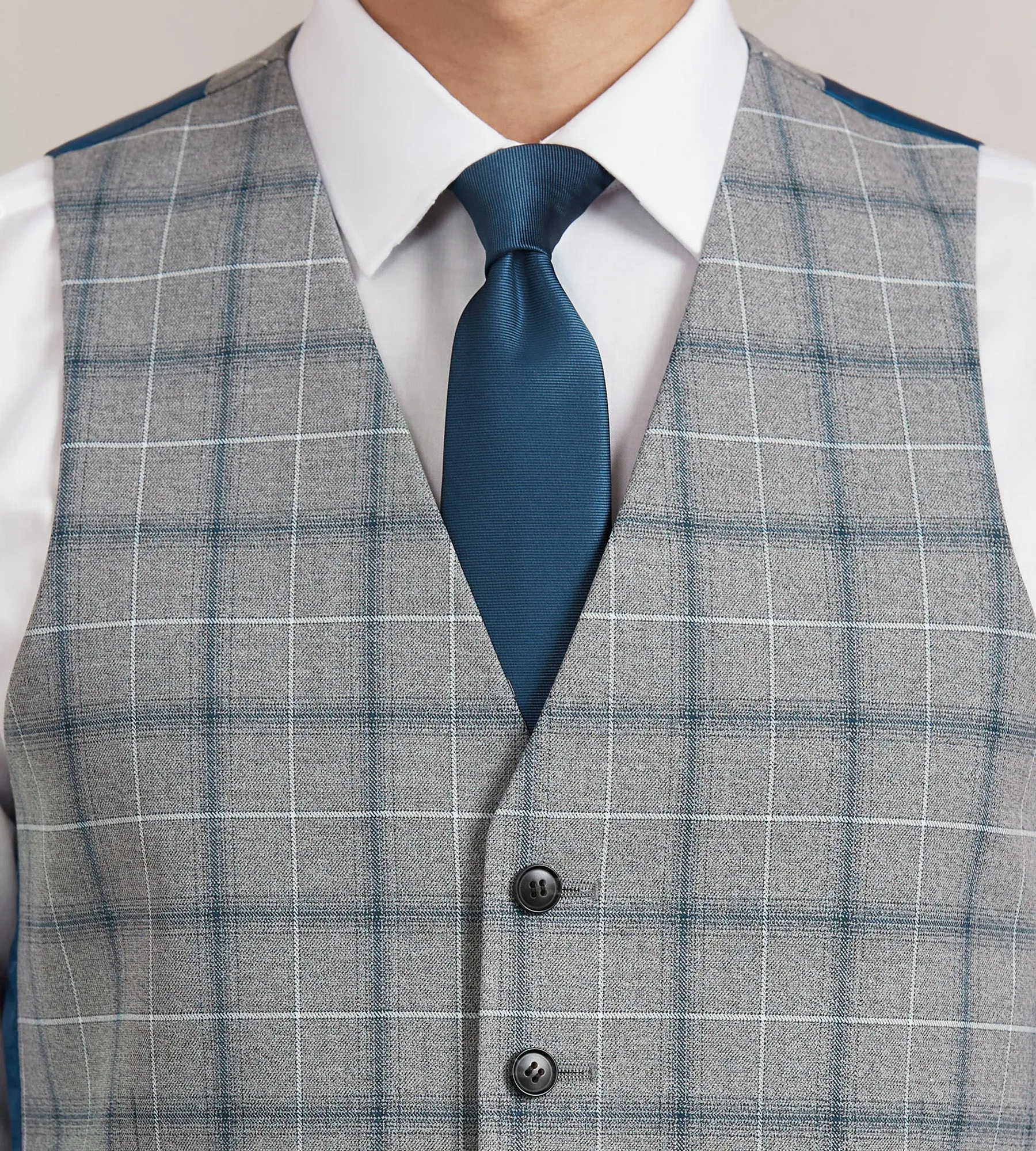 Grey Plaid Suit Vest