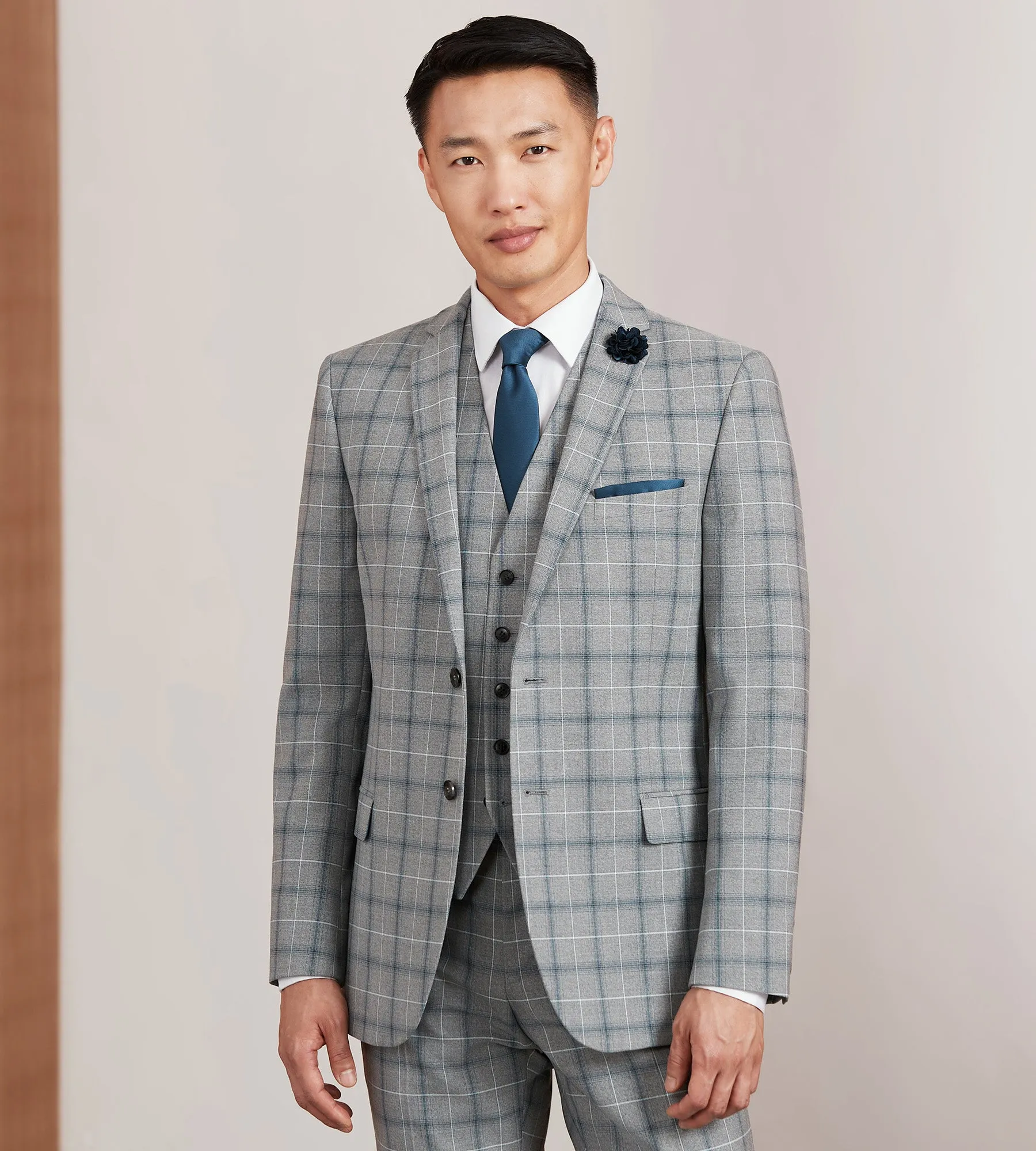 Grey Plaid Suit Vest