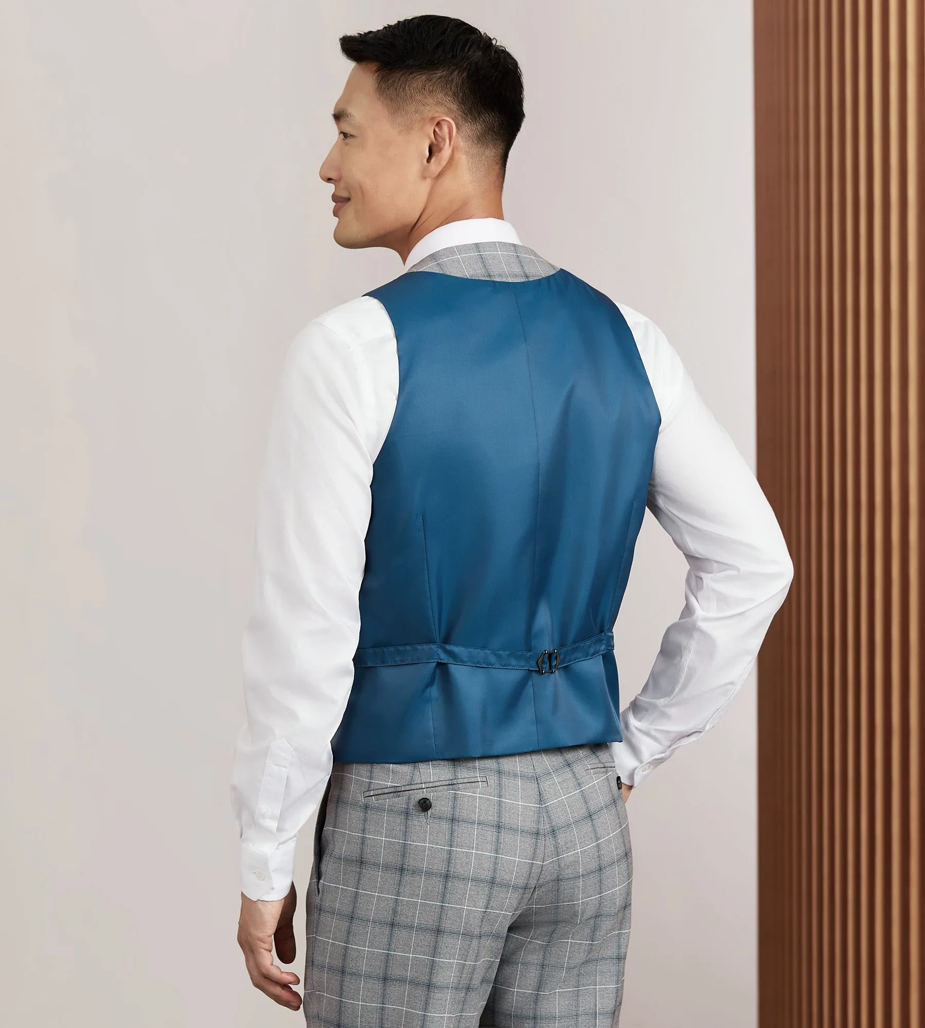 Grey Plaid Suit Vest