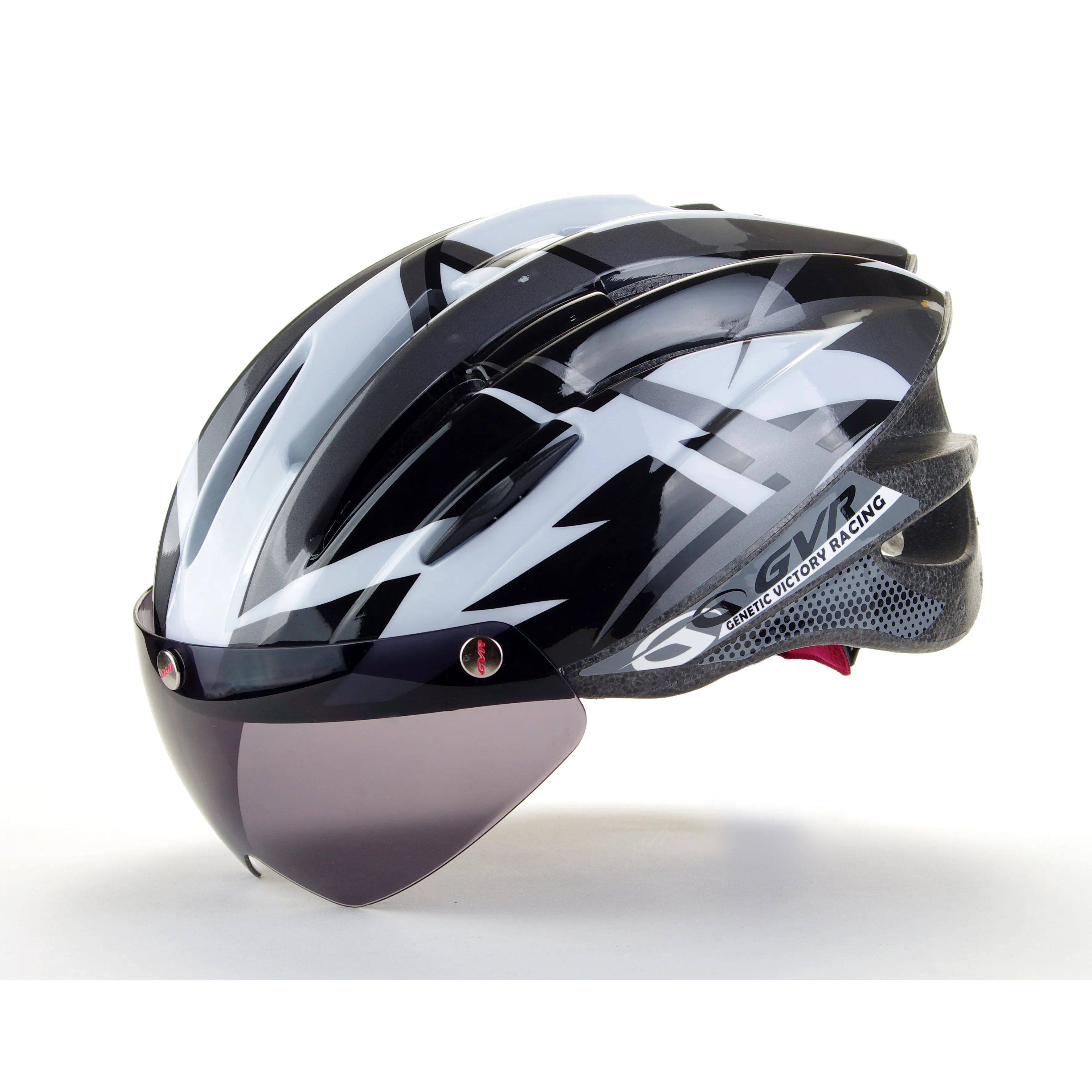 GVR Bicycle Adult Helmet Jump Silver With Visor G203VJPML-BLK