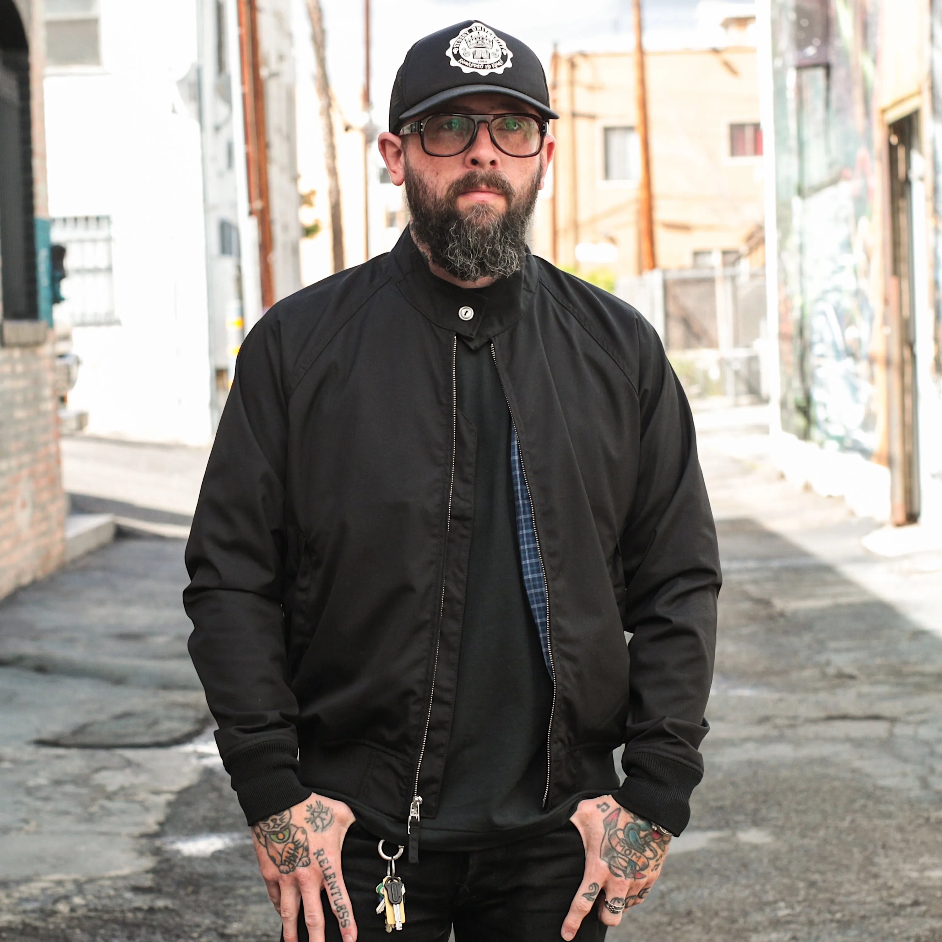 Iron Heart IHJ-85-BLK Waterproof Harrington Style Windbreaker Jacket Black PRE-OWNED FINAL SALE