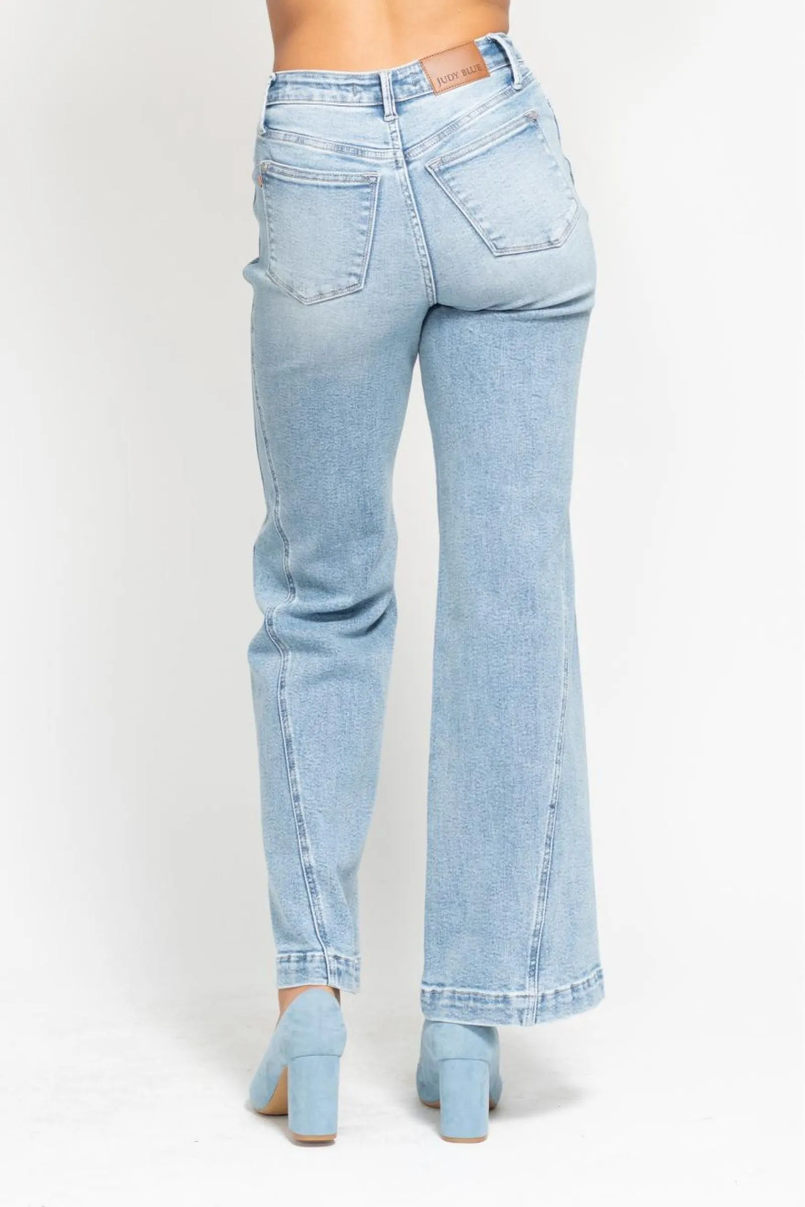 Judy Blue High Waist Seam Insert Detail Retro Wide Jeans