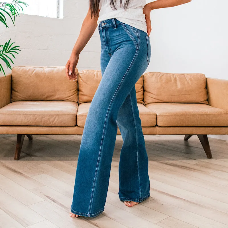 KanCan Kristen 2.0 Non Distressed Flare Jeans - Medium Wash