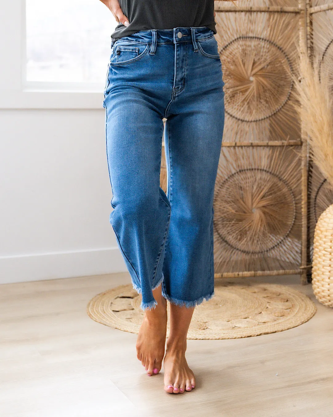 KanCan Time to Go Non Distressed Flare Capris FINAL SALE