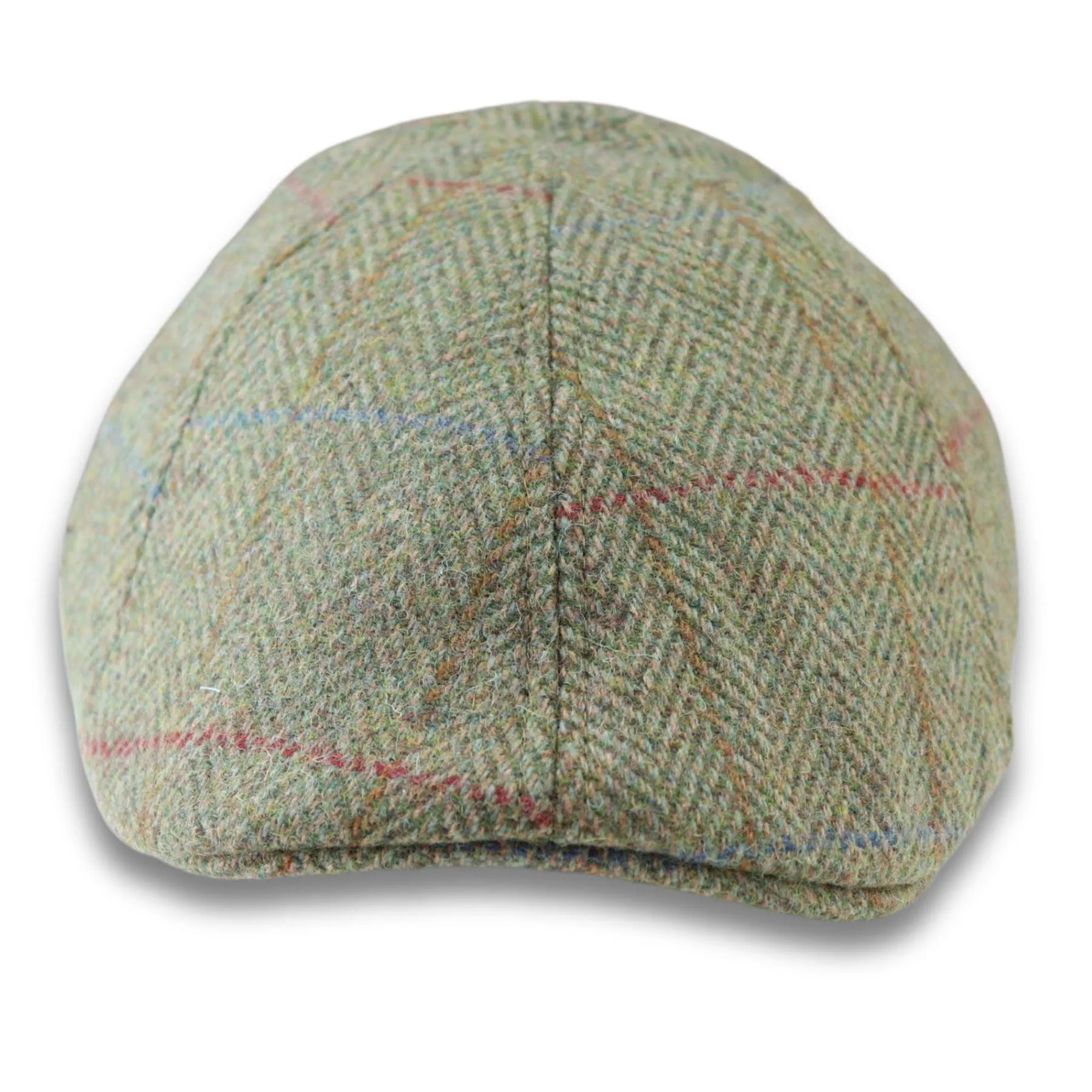 Men's Duckbill Cap Wool Blend Tweed Herringbone Green Check Gatsby Peaked Ivy 6 Panel Hat