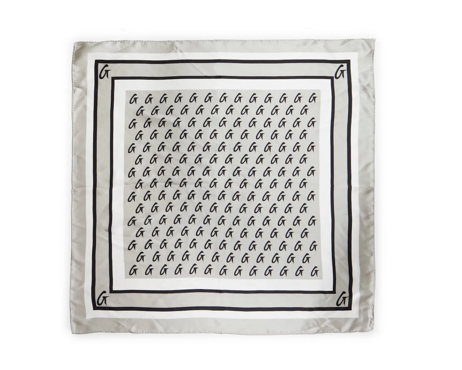 MONOGRAM SILK SCARF SILVER-MEDIUM