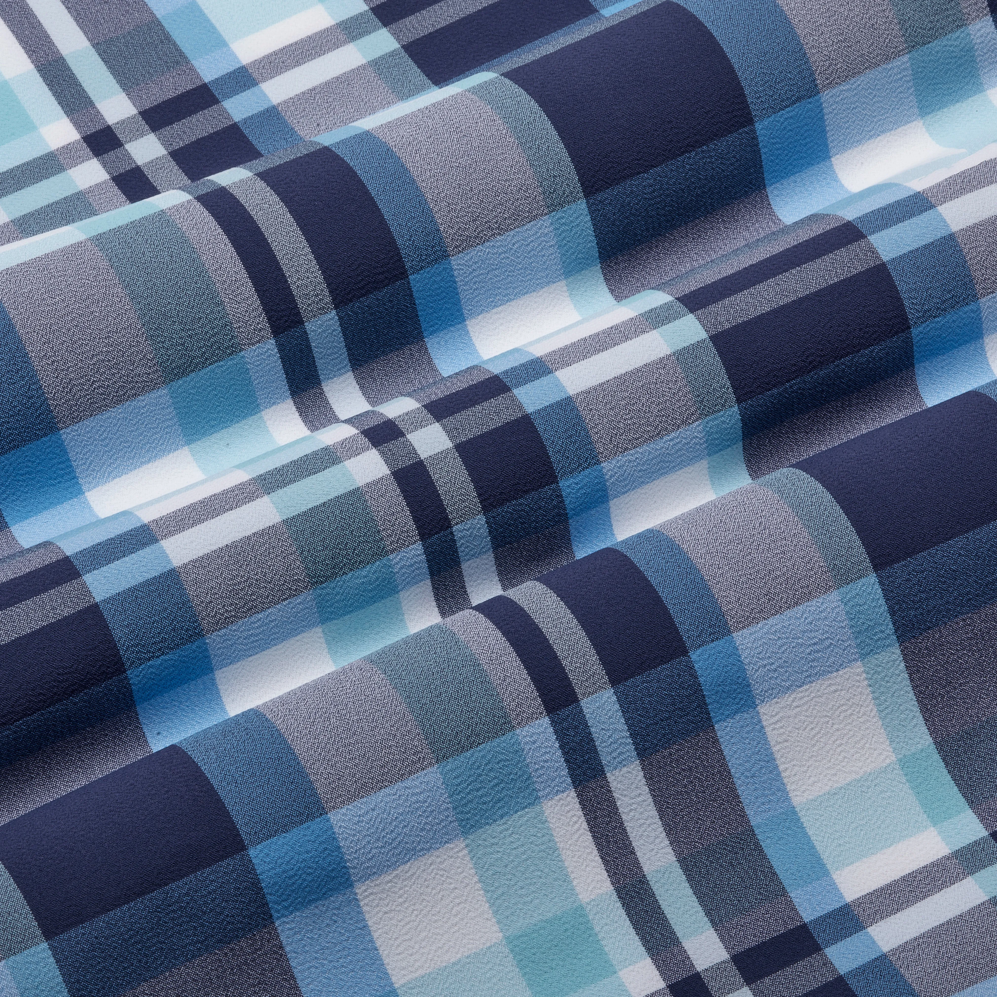Navy Aqua Multi Large Plaid