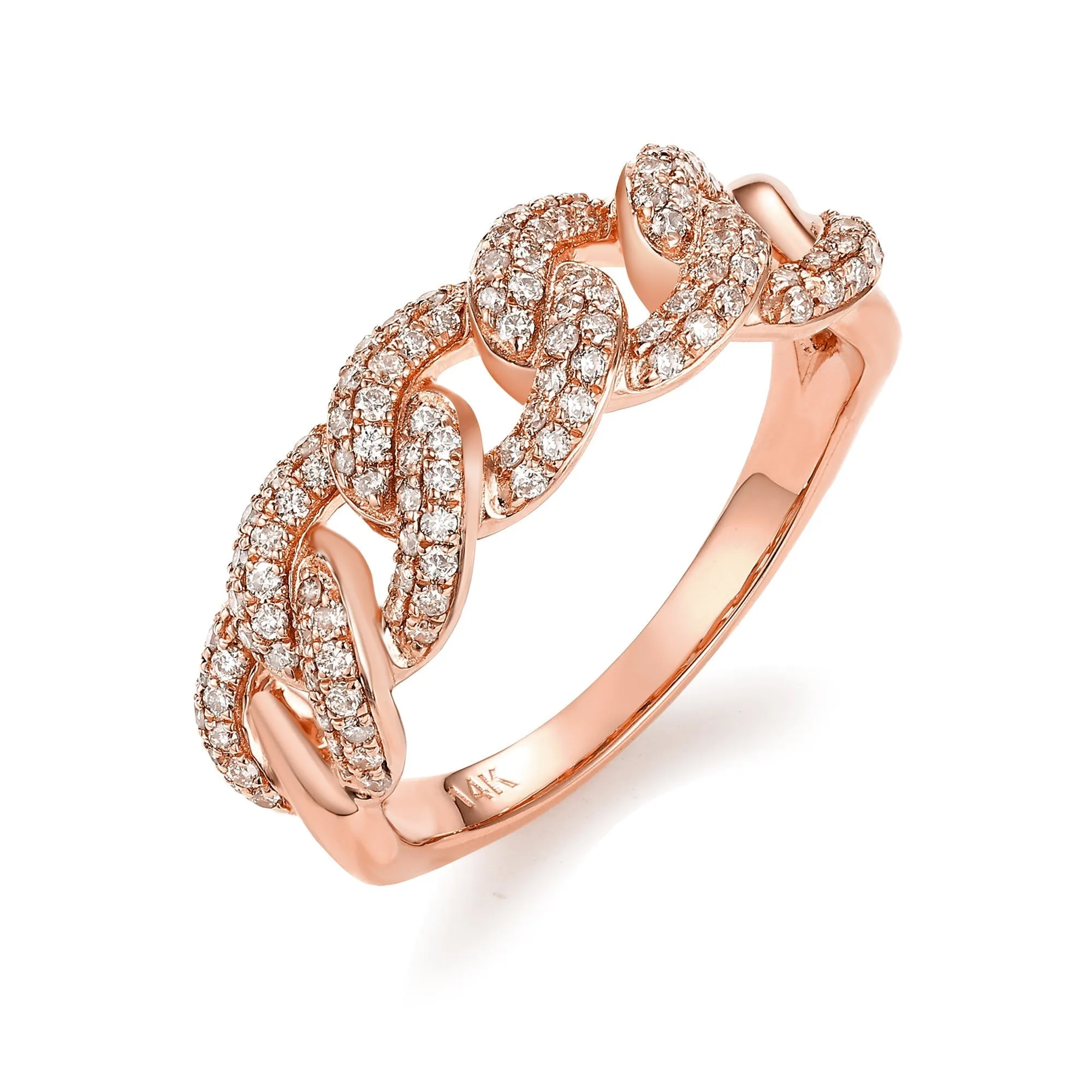 Orchid Gems Diamond Curved Cuban Link Ring