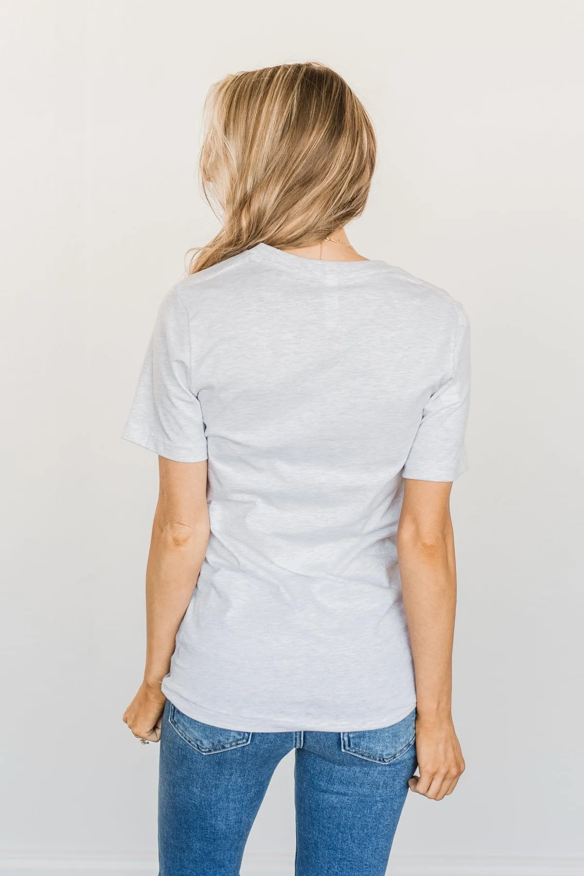 "Mama" Leopard Lightning Bolt Graphic Tee- Heather Grey